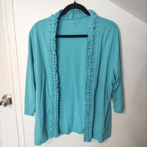 Coldwater Creek Women's Aqua Blue Open Front Cardigan Size XL 16